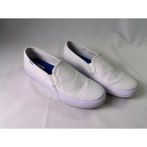 Keds Double Decker White Canvas Slip On Sneakers Shoes Softerra Women's Size 7.5